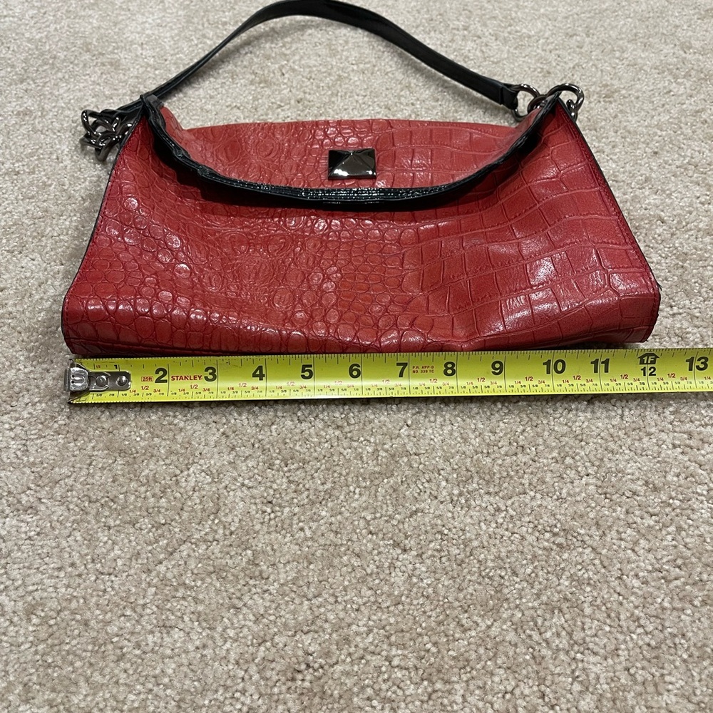 Kate Landry reptile print red leather bag. - Picture 5 of 10
